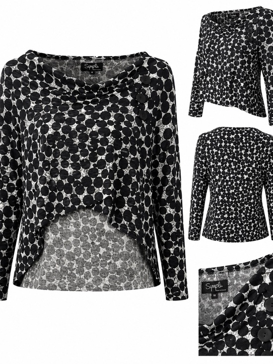 Sympli Tops - Sympli asymmetrical black and white polka dot top size 10 - MADE IN CANADA 🇨🇦